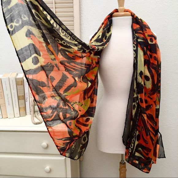 Artsy Tribal Graphic Print Versatile Wrap Scarf, NWT▪️ - Picture 4 of 5